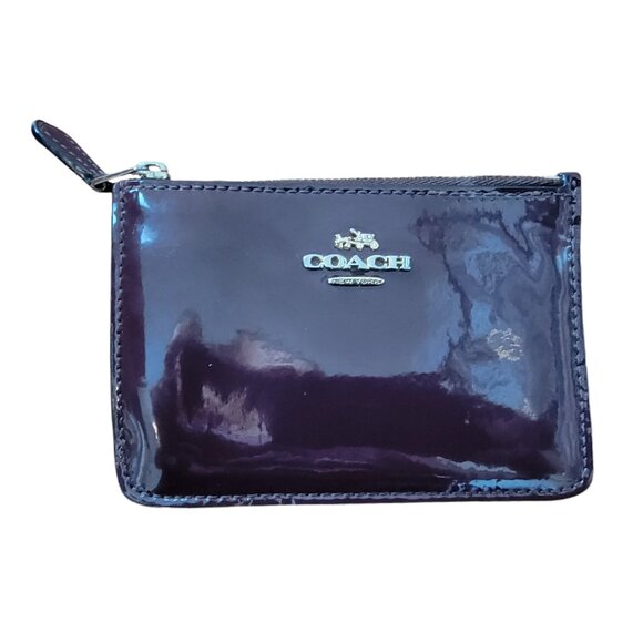Coach Handbags - Coach Glossy Burgundy Red Patent Leather Coin Pouch Wristlet w keychain